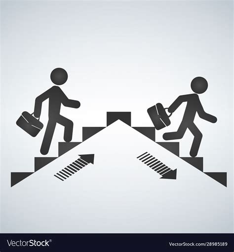 Man Going Up Stairs Going Down Staircase Vector Image