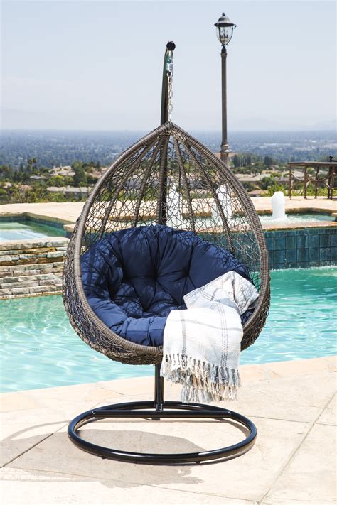 Bungalow Rose Ostrowski Outdoor Wicker Swing Chair With Stand Wayfair
