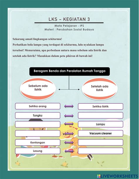 Lembar Kerja Siswa Kelas 6 SD Tema 3 - Subtema 1 interactive worksheet
