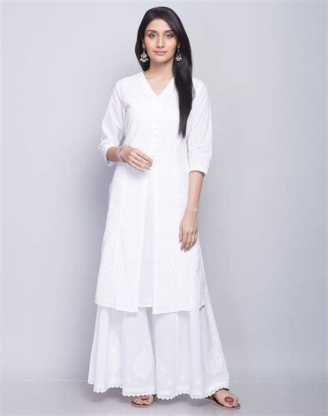 Buy Fabindia White Cotton Cambric Chikankari 2 Piece Kurta Set Online