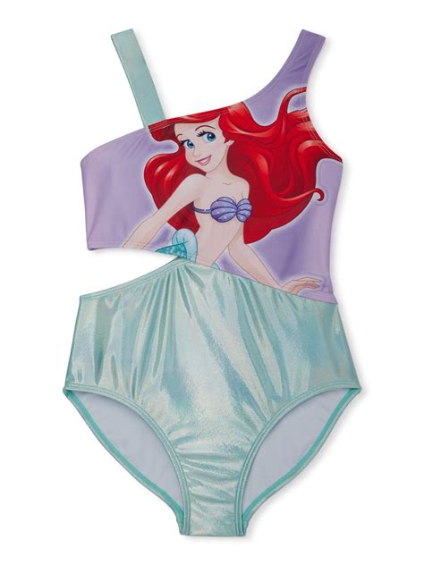 Little Mermaid Girls 4 12 Ariel Cut Out One Piece Swimsuit