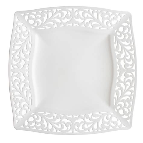 A step away from the traditional round plates, these square plates will add a fun edge to any table. White Pierced Square Dinner Plates - set of 10 | At Home
