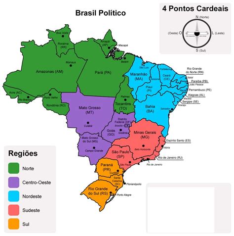 Mapas Das Regiões Do Brasil Políticorodoviário E Hidrovias Centro