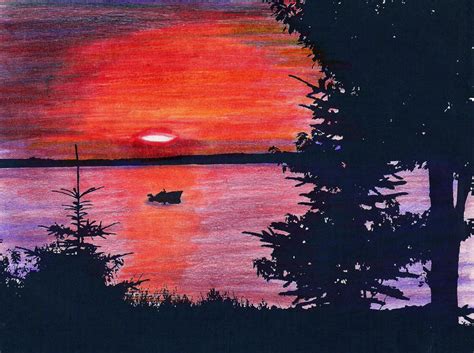 Crayon Pencil Sunset Drawing Amarelogiallo