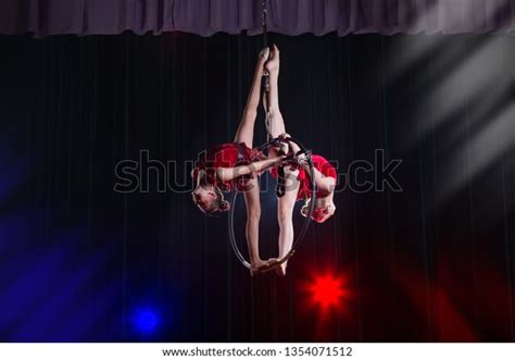 Circus Actress Acrobat Performance Two Girls Stock Photo 1354071512