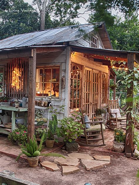 The rustic wooden sheds are part of the cedar range of garden sheds constructed from western red cedar. Jenny's Garden Shed . . . Revealed! - Living Vintage