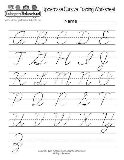 Cursive Handwriting Worksheet Free Kindergarten English Worksheet For