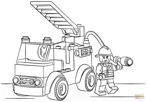 Gambar Lego Fire Truck Coloring Page Free Printable Pages Click Cars Di