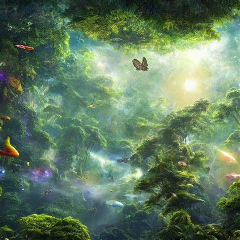 Ahyper Realistic Image Of A Lively Rainforest Ecosystem Floating In
