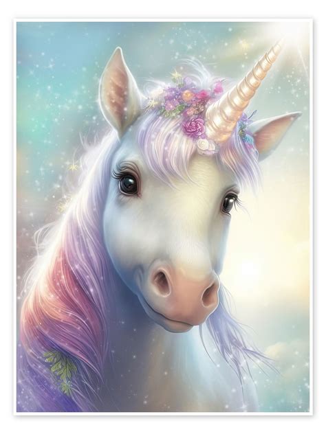 Magical Unicorn Portrait Print By Dolphins Dreamdesign Posterlounge