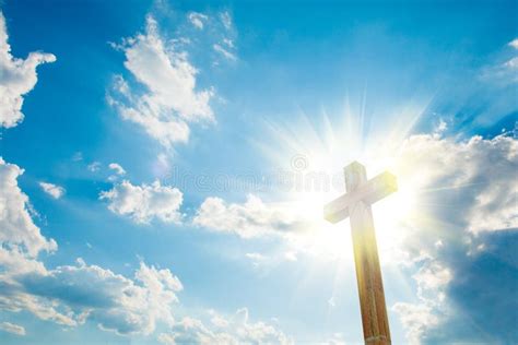 Wood Cross On Blue Sky Stock Photo Image Of Religious 118843572