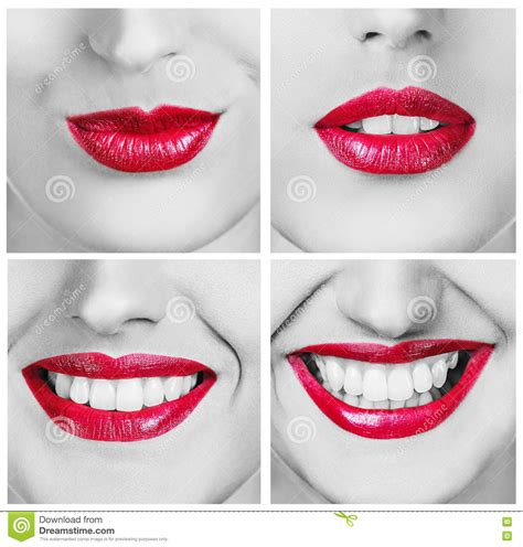 Collage Of Laughing Woman With Beautiful Smile Stock Photo Image Of