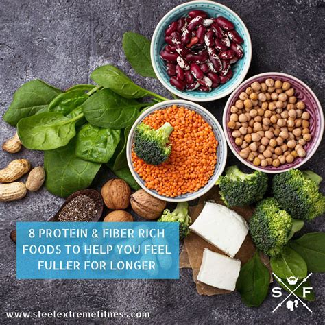 1,224 calories, 59 g protein, 109 g carbohydrate, 36 g fiber, 66 g fat, 8 g saturated fat, 1,184 mg sodium. 8 Protein & Fiber rich foods to help you feel fuller for longer
