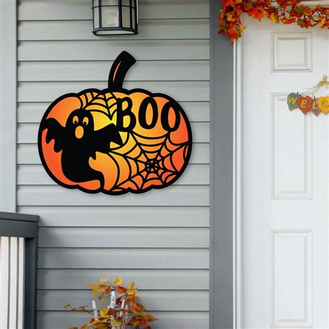 Color Splashed Ghost Boo Pumpkin Metal Wall Decor Kands Design Elements