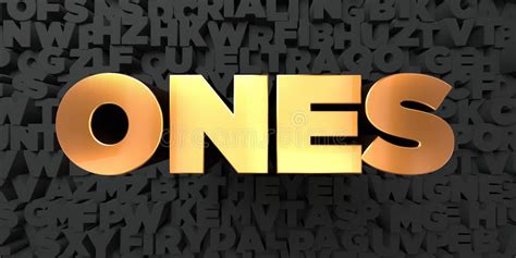 Ones Gold Text On Black Background 3d Rendered Royalty Free Stock