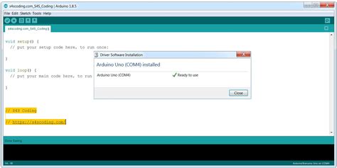 Arduino Driver Software Installed Successfully On Com4