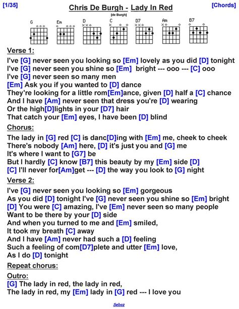 Chris De Burgh Lady In Red In 2021 Guitar Chords And Lyrics Easy