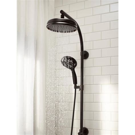 The kohler rain shower head is almost 5 inches square and fits virtually flush with your bathroom wall. KOHLER Flipside 4-Spray 5.4 in. Single Tub Deck Mount ...