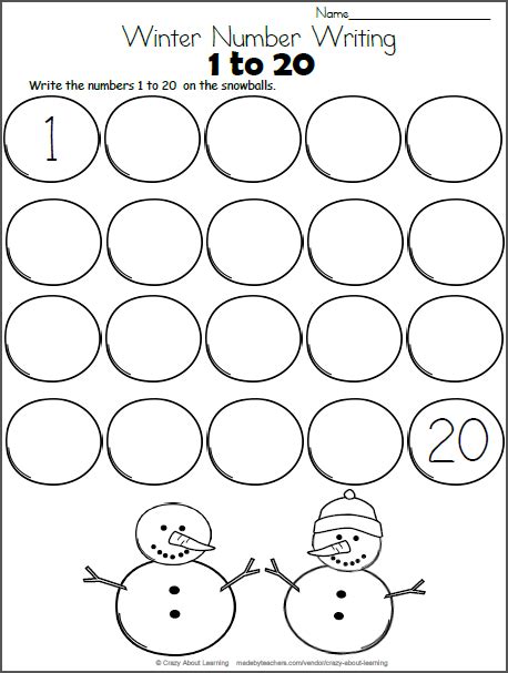 Snowball Math Write The Numbers To 20 Made By Teachers Math