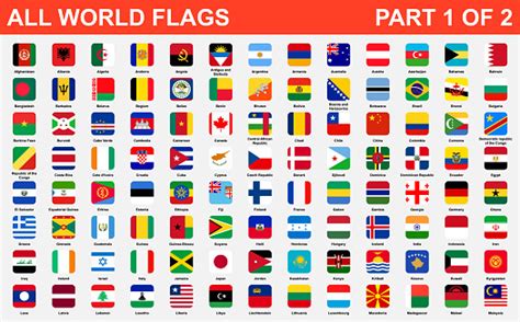 All World Flags In Alphabetical Order Part 1 Of 2 Stock Illustration