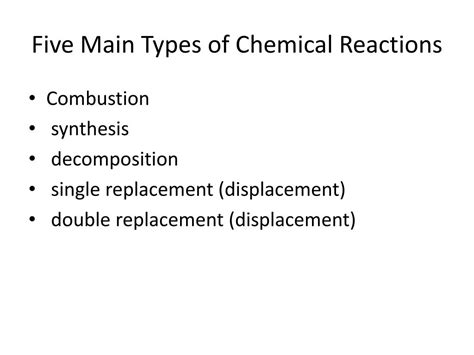 Ppt Five Main Types Of Chemical Reactions Powerpoint Presentation