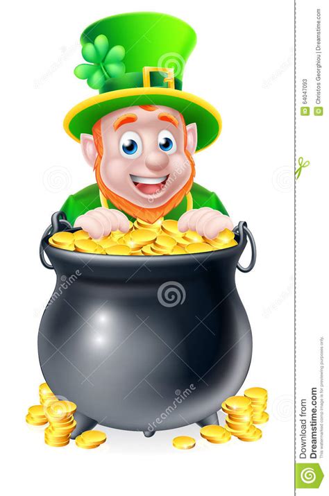 This leprechaun with pot of gold and. Cartoon Leprechaun And Pot Of Gold Stock Vector ...