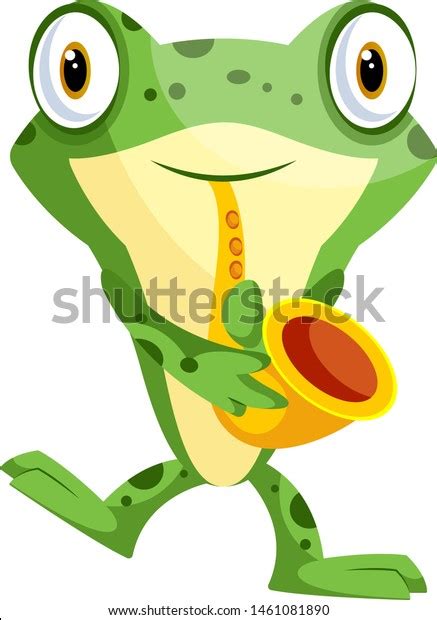 Joyful Frog Playing Saxophone Illustration Vector Stock Vector Royalty