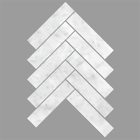 Arte Carrara Marble Herringbone Mosaic Ballarat Tiles