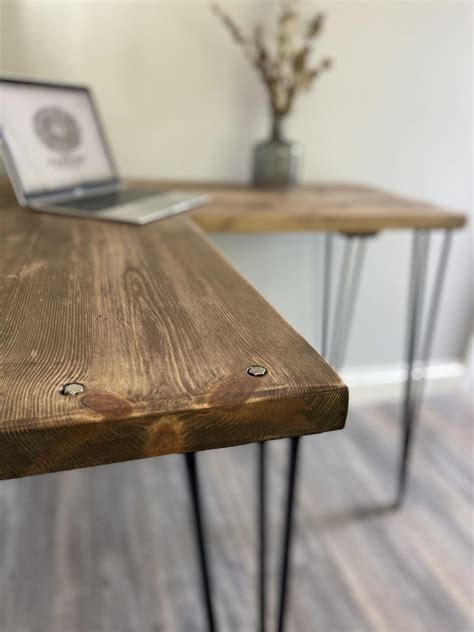 Home Desks Copsewood Rustic Corner Desk Made From Solid Wood