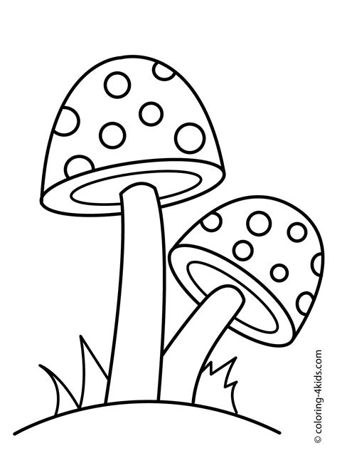 Two Mushrooms Coloring Page For Kids Printable Free Libri Da