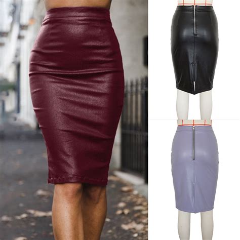Women Sexy Skirts Zipped Decor Bodycon Pencil Skirts Sexy High Waist