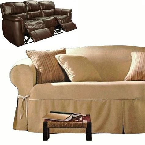 Dual Reclining Sofa Slipcover Caramel Contrast Sure Fit Couch Cover