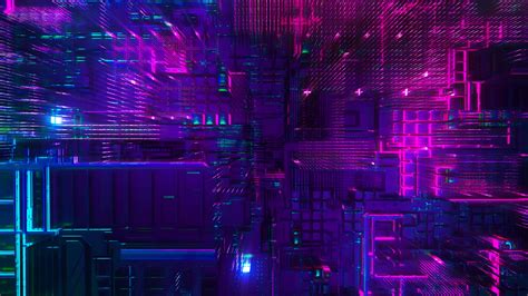 3d Technology Digital Art Purple Color 4k Hd Abstract