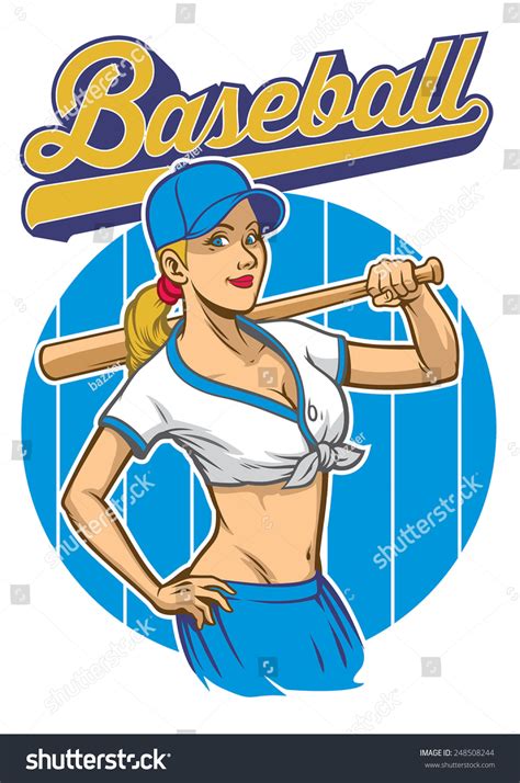 Sexy Girl Baseball Player Pose Stock Vector 248508244 Shutterstock