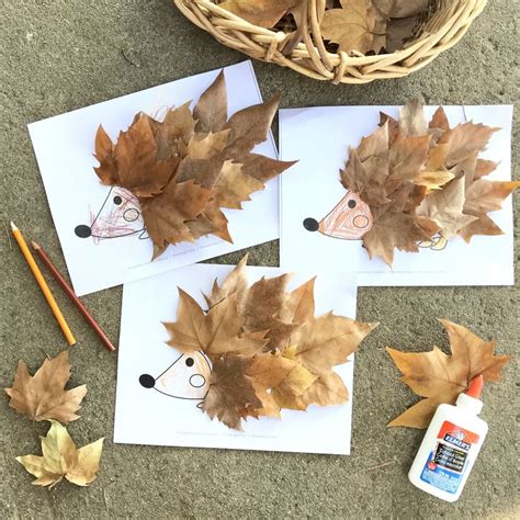Hedgehog Leaf Craft For Kids Arts And Crafts For Kids Leaf Crafts