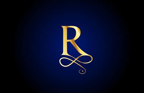 Golden R Elegant Monogram Alphabet Letter Icon Logo Design Vintage