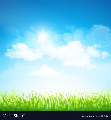 Green Grass And Blue Sky Royalty Free Vector Image