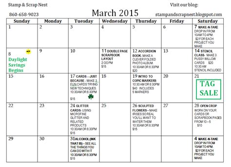 News From The Nest March Schedule