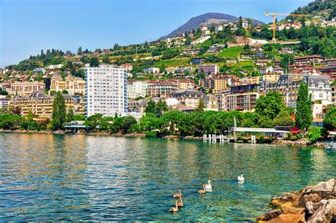 Montreux Switzerland August 28 2016 Panorama Of Montreux Riviera