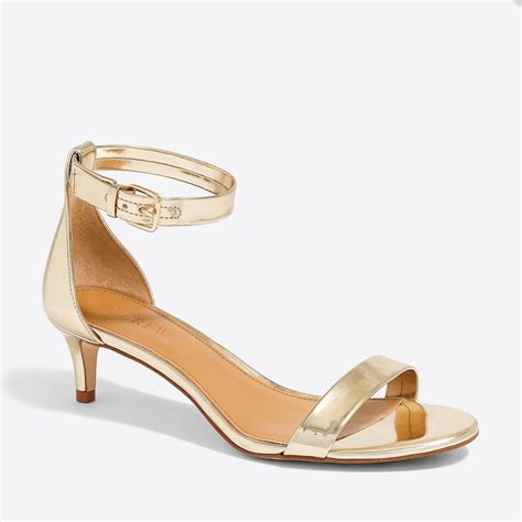 Metallic kitten-heel sandals | Kitten heel sandals, Gold kitten heels