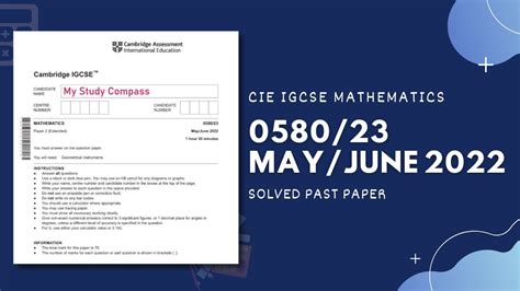 058023mj22 Easy Step By Step Solutions Cie Igcse Maths Paper