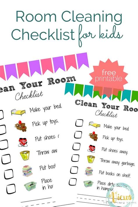 Printable Room Cleaning Checklists For Kids Views From A Step Stool