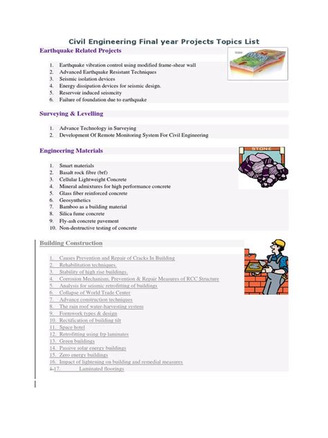Civil Engineering Final Year Projects Topics List Concrete Civil