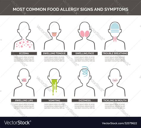 Food Allergy Signs And Symptoms Royalty Free Vector Image