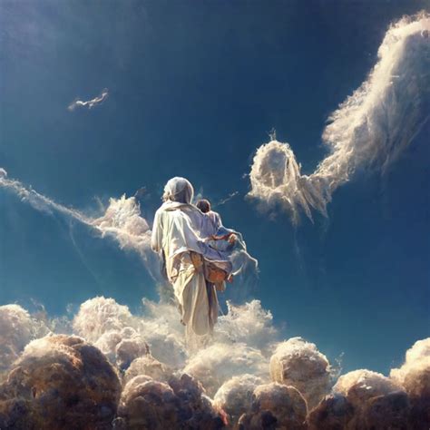 Jesus With Baby In Heaven Clouds Ultra Detailed Midjourney Openart