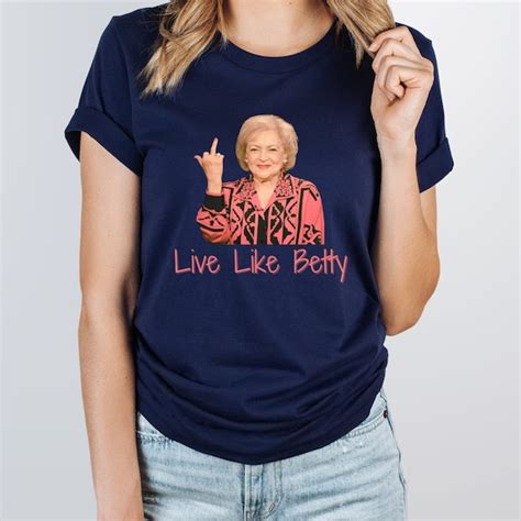 Betty White Middle Finger Black And White Etsy