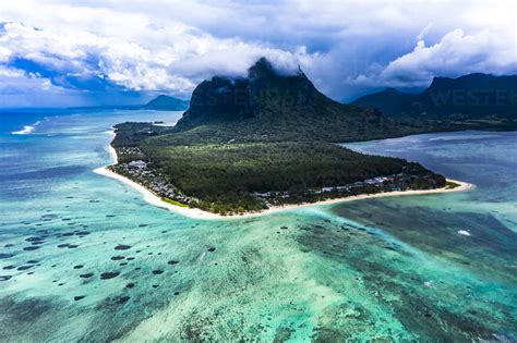Mauritius Helicopter View Of Le Morne Brabant Peninsula In Summer