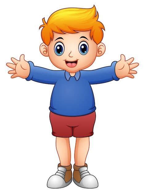 Premium Vector Cute Boy Cartoon In Blue Shirts