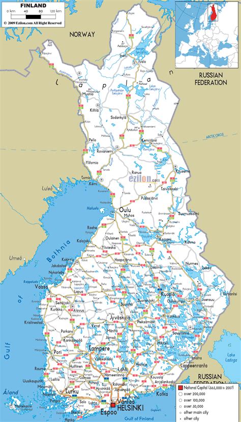 Road Map Of Finland Ezilon Maps