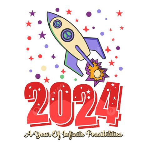Happy New Year 2024 With Rocket Vector T Shirt Design Happy New Year